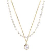 Mode-Multi-Layer-Halskette, Zinklegierung, mit Kunststoff Perlen, mit Verlängerungskettchen von 2.24 inch, goldfarben plattiert, Doppelschicht & für Frau, 28.5cm,40cm, verkauft von PC