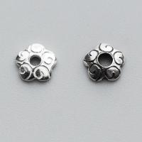 Sterling Silver Bead Caps, 925 Sterling Silver, Flower, plated 5.5mm 