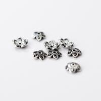 Sterling Silver Bead Caps, 925 Sterling Silver, Flower silver color, 6mm 