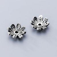 Sterling Silver Bead Caps, 925 Sterling Silver, Flower, silver color, 10mm Approx 1.6mm 