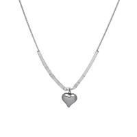 Titanium Steel Jewelry Necklace, with 2.36 inch extender chain, Heart, for woman, original color Approx 16.53 Inch 