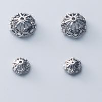 Бисер крышка из стерлингового серебра , 925 пробы, Форма цветка, разный размер для выбора & отверстие, серебряный, продается PC