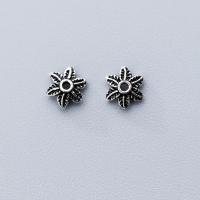 Sterling Silver Bead Caps, 925 Sterling Silver, Flower, silver color, 5mm Approx 1mm 