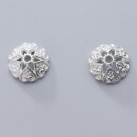 Sterling Silver Bead Caps, 925 Sterling Silver, Flower, hollow, silver color, 9mm 