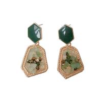 Enamel Zinc Alloy Drop Earring, with Gemstone, gold color plated, for woman 42mm 