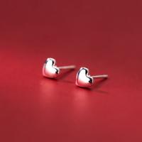 Sterling Silver Stud Earring, 925 Sterling Silver, Heart, silver color 