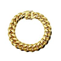 304 Stainless Steel Bracelet, gold color plated, polished & for man Approx 8.66 Inch 