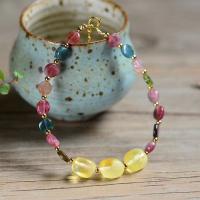 Tourmaline Bracelet, radiation protection & for woman, mixed colors Approx 15 cm 