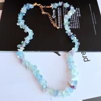 Gemstone Necklaces, Zinc Alloy, with Natural Fluorite, plated, for woman, mixed colors Approx 45 cm 