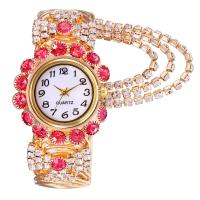 Мода Часы браслет, цинковый сплав, с Стеклянный & нержавеющая сталь, китайское движение, Женский & со стразами, Много цветов для выбора продается PC