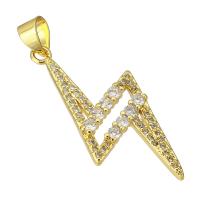 Cubic Zirconia Micro Pave Brass Pendant, Lightning Symbol, gold color plated, fashion jewelry & DIY & micro pave cubic zirconia & for woman, golden Approx 4mm 