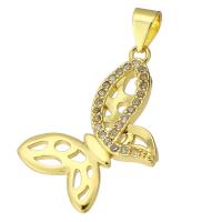 Cubic Zirconia Micro Pave Brass Pendant, Butterfly, gold color plated, fashion jewelry & DIY & micro pave cubic zirconia & for woman, golden Approx 5mm 