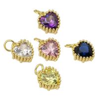 Cubic Zirconia Brass Pendants, Heart, gold color plated, fashion jewelry & DIY & for woman & with cubic zirconia Approx 2mm 