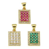 Cubic Zirconia Micro Pave Brass Pendant, Rectangle, gold color plated, fashion jewelry & DIY & micro pave cubic zirconia & for woman Approx 5mm 