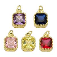 Cubic Zirconia Brass Pendants, Square, gold color plated, fashion jewelry & DIY & for woman & with cubic zirconia Approx 2mm 