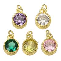 Cubic Zirconia Brass Pendants, Round, gold color plated, fashion jewelry & DIY & for woman & with cubic zirconia Approx 2mm 