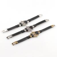 PU Leather Cord Bracelets, stainless steel interlock buckle, plated, fashion jewelry cm 