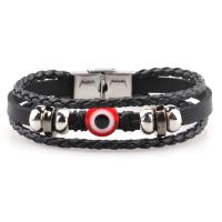 PU Leather Cord Bracelets, with Resin & Stainless Steel, plated, fashion jewelry cm 