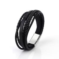 PU Leather Cord Bracelets, zinc alloy magnetic clasp, plated, fashion jewelry & woven pattern cm 