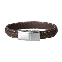 PU Leather Cord Bracelets, stainless steel interlock buckle, silver color plated, fashion jewelry cm 
