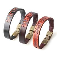 PU Leather Cord Bracelets, stainless steel interlock buckle, Alphabet Letter, plated, fashion jewelry cm 