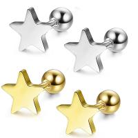 Stainless Steel Ear Piercing Jewelry, Star, plated, fashion jewelry 1*6*6+3mm 