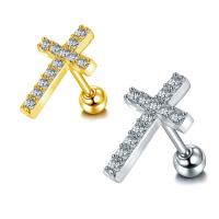 Stainless Steel Ear Piercing Jewelry, plated, fashion jewelry & micro pave cubic zirconia 