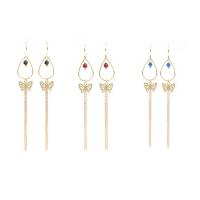 Fashion Fringe Earrings, Brass, brass earring hook, Butterfly, gold color plated, for woman 76mm 