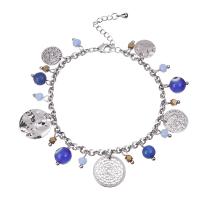 Evil Eye Jewelry Bracelet, Brass, with Lampwork, with 1.2Inch extender chain, plated, for woman Approx 6.5 Inch 