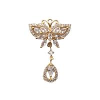 Brass Jewelry Pendants, Butterfly, gold color plated, fashion jewelry & micro pave cubic zirconia, golden 