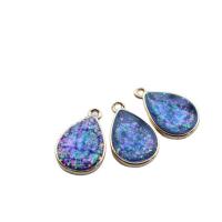 Imitation Gemstone Resin Pendants, Brass, with Resin, Teardrop, gold color plated, fashion jewelry 