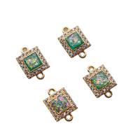 Cubic Zirconia Micro Pave Brass Connector, with Resin,  Square, gold color plated, DIY & micro pave cubic zirconia 