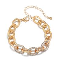 Zinc Alloy Rhinestone Bracelets, with 2.75inch extender chain, gold color plated, oval chain & for woman & with rhinestone, 20mm Approx 7.8 Inch 