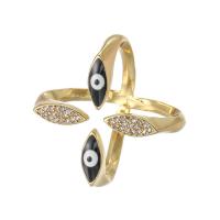 Brass Cuff Finger Ring, Snake, gold color plated, adjustable & micro pave cubic zirconia & for woman & enamel 30mm, US Ring 