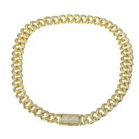 Cubic Zircon Micro Pave Brass Necklace, gold color plated, micro pave cubic zirconia Approx 17 Inch 