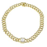 Cubic Zircon Micro Pave Brass Necklace, gold color plated, micro pave cubic zirconia Approx 16 Inch 
