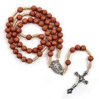Rosary Necklace, Plastic, with Zinc Alloy, Crucifix Cross, handmade, Unisex, 8*8mm,44*24mm,24*18mm Approx 20.08 Inch 