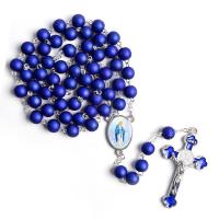 Rosary Necklace, Acrylic, with Zinc Alloy, Crucifix Cross, Unisex, 8*8mm,53*30mm,25*18mm Approx 27.56 Inch 