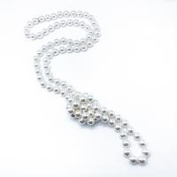 Glasperlen- Strickjacke-Ketten- Halskette, Glasperlen, für Frau, weiß, Länge:120 cm, verkauft von PC