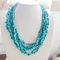Бирюзовый Ожерелье из цинкового сплава , цинковый сплав, с бирюза, Другое покрытие, Женский, голубой, длина:Приблизительно 45 см, продается PC