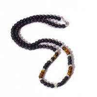 Gemstone Necklaces, Zinc Alloy, with Lava & Tiger Eye, for man, mixed colors cm 