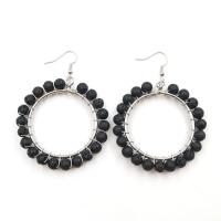 Lava Bead Earrings, Zinc Alloy, with Lava, for woman, mixed colors 