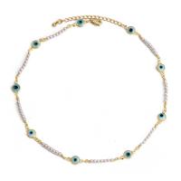 Evil Eye Jewelry Necklace, Brass, Unisex & enamel, mixed colors cm 