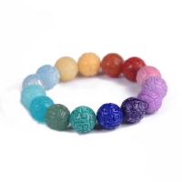 Gemstone Bracelets, Carved, Unisex & anti-fatigue, mixed colors Approx 15 cm 