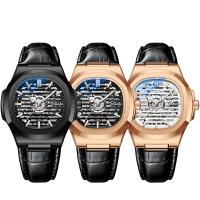 Bracelets de montre pour hommes, acier inoxydable, avec Cuir & alliage de zinc, mouvement chinoise, imperméable, plus de couleurs à choisir  Vendu par PC