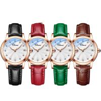Uhrenarbänder für Frauen, Edelstahl, mit Leder & Zinklegierung, chinesische Bewegung, wasserdicht & glänzend & mit Strass, keine, 220x16mm,34x14mm, verkauft von PC