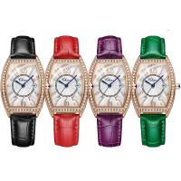 Uhrenarbänder für Frauen, Edelstahl, mit Leder & Glas & Zinklegierung, chinesische Bewegung, wasserdicht & mit Strass, keine, 240x16mm,33.5x10mm, verkauft von PC
