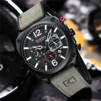 CURREN® Men Jewelry Watch, PU Leather, with Glass & Stainless Steel & Zinc Alloy, Chinese movement, Round, plated, for man & waterproof 