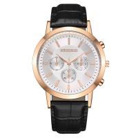 Men Wrist Watch, PU Leather, with Glass & Stainless Steel, Chinese movement, Round, rose gold color plated, for man 