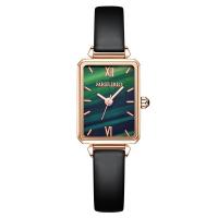 Women Wrist Watch, PU Leather, with Glass & Stainless Steel & Zinc Alloy, Chinese movement, Square, gold color plated, for woman, black 